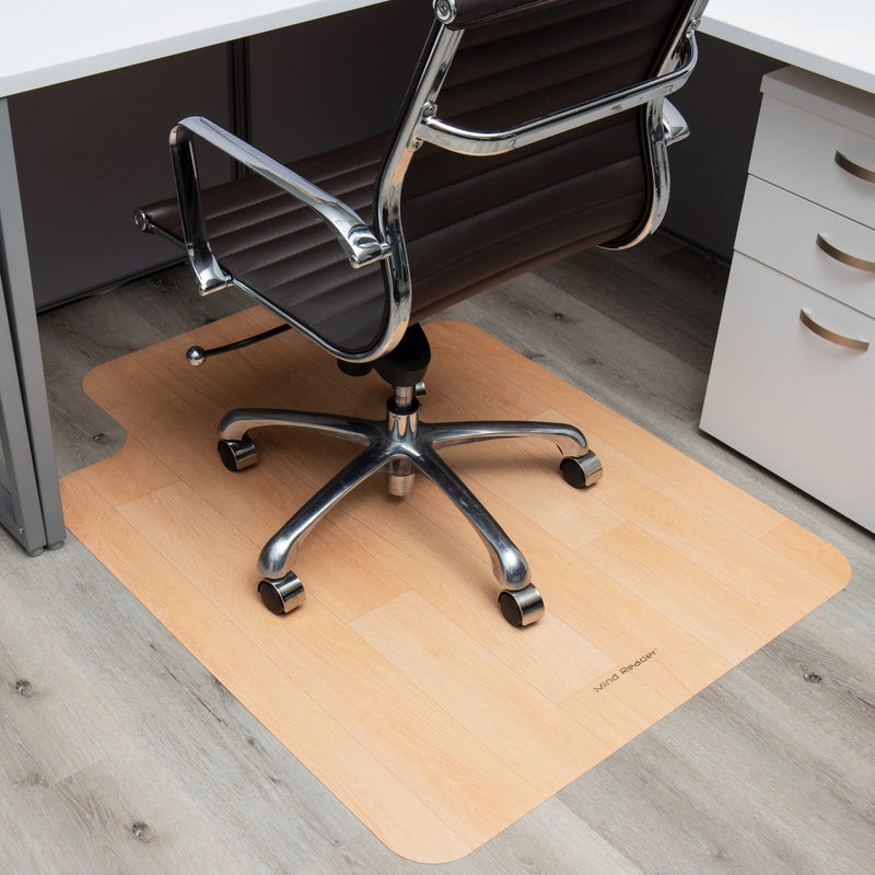 Mind Reader Office Chair Mat for Hardwood Floors, Under Desk Floor Protector, Rolling, PVC, 35.5" L x 47.50" W x 0.0625" H, Woodtone - Image 2
